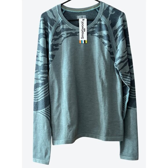 Smartwool Intraknit Men's Crew Neck Merino Wool Blend Sweater Gray Camouflage - Picture 1 of 10